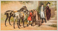 Twixt Love and Duty– 1894 Chicago Tribune Art Supplement • Equestrian Courtship Scene • Antique Lithograph