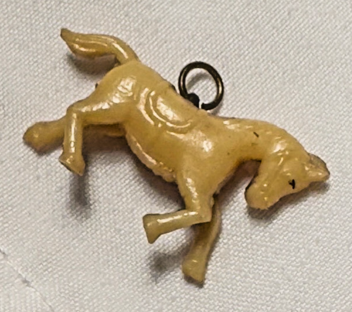 Vintage Cracker Jack Horse Charms (2) • Celluloid Figural Prize Toys • 1930s–40s