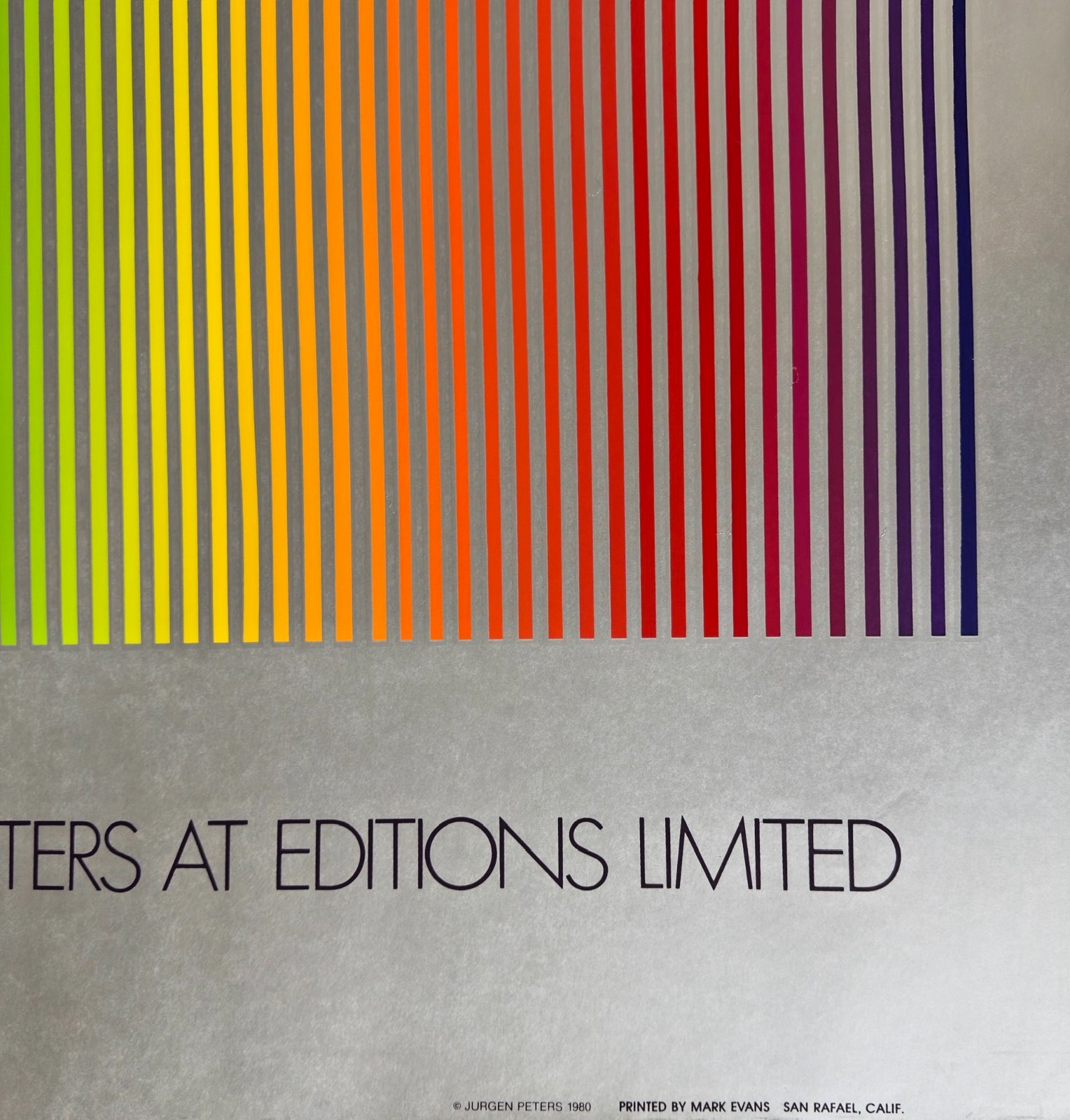 1980s Jürgen Peters Op Art Poster – “Jürgen Peters at Editions Limited” – Rain