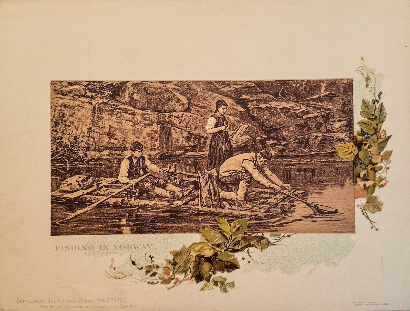 1893 Chicago Tribune ART Supplement 'Fishing in Norway'