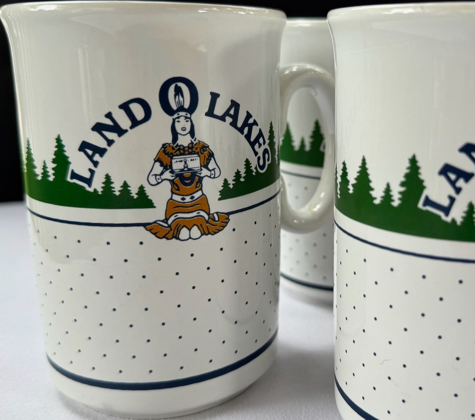 Vintage! Land O Lakes Coffee Mugs Cream Butter Retired Logo. Made in England