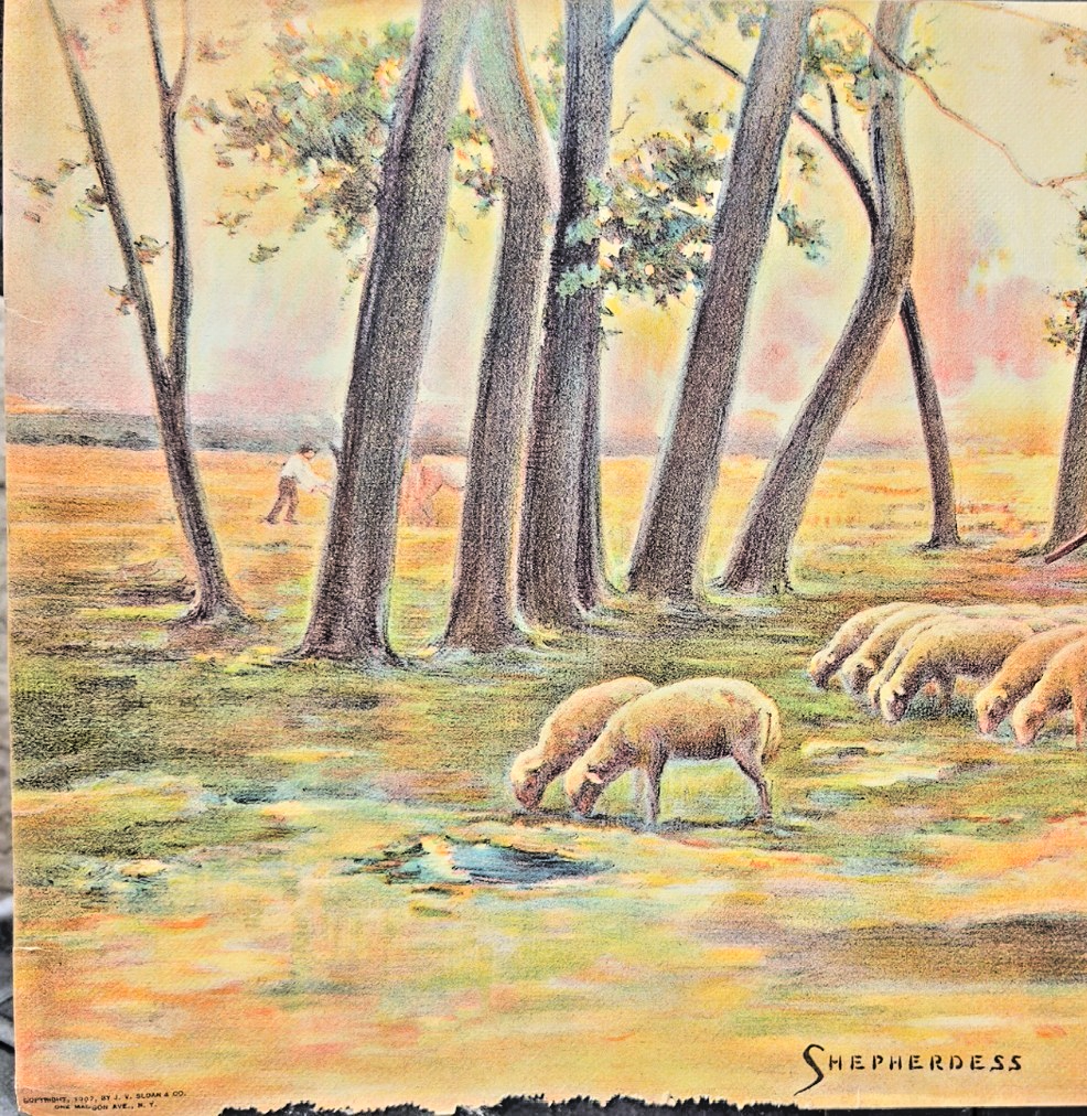 1907 Chicago Tribune Art Supplement “Shepherdess” Color Print / Newspaper Insert