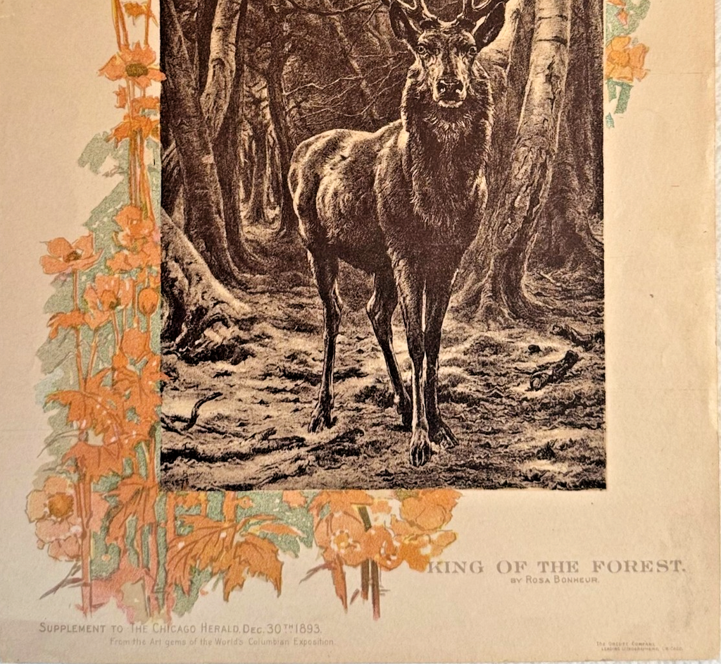 1893 Chicago Herald Art Supplement- 'King of the Forest' Rosa Bonheur