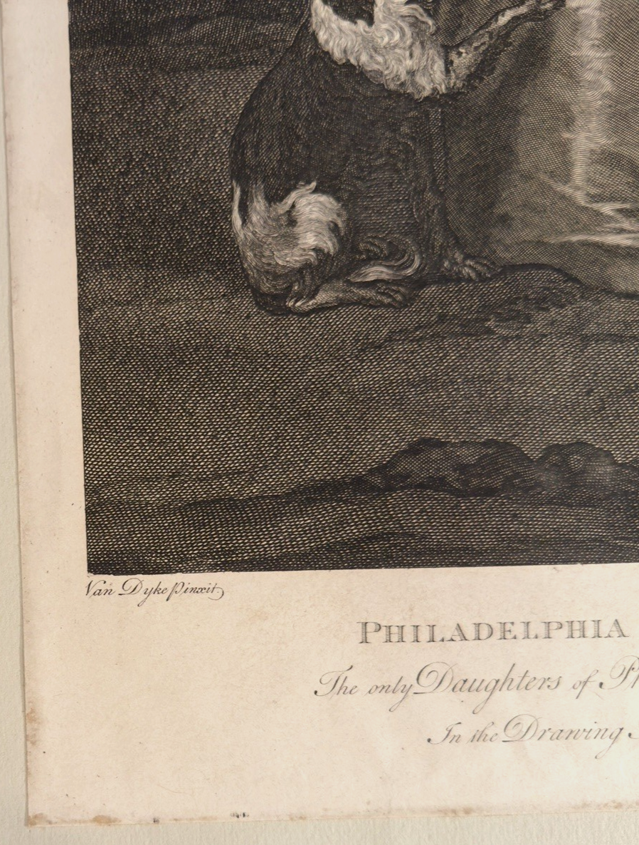 18th Century Van Dyck Engraving: 1788 Philadelphia and Elizabeth Wharton Portrait
