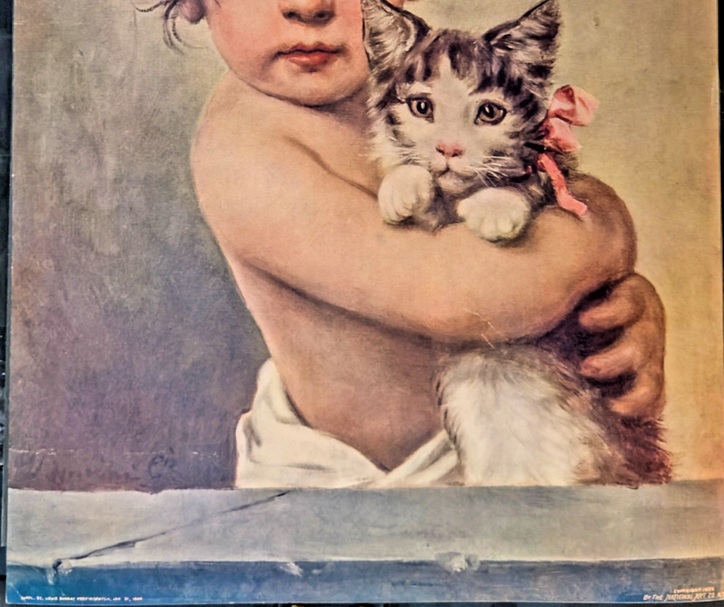 1904 “Child with Kitten” Lithograph – St. Louis Sunday Post Dispatch Supp