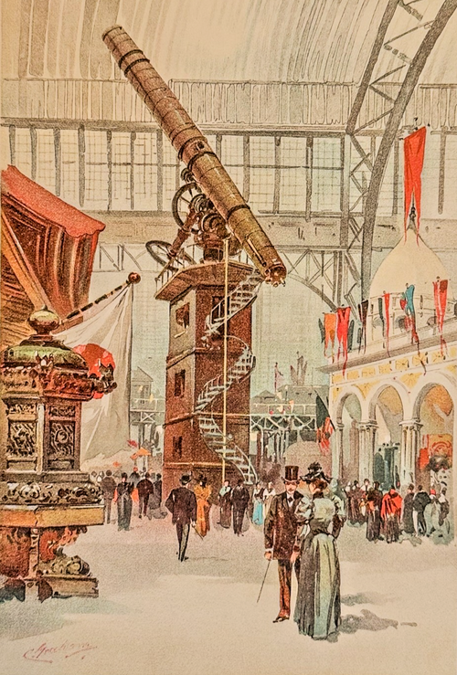 1893 Chicago World's Fair Yerkes Telescope: Chicago Tribune Art Supplement Lithograph