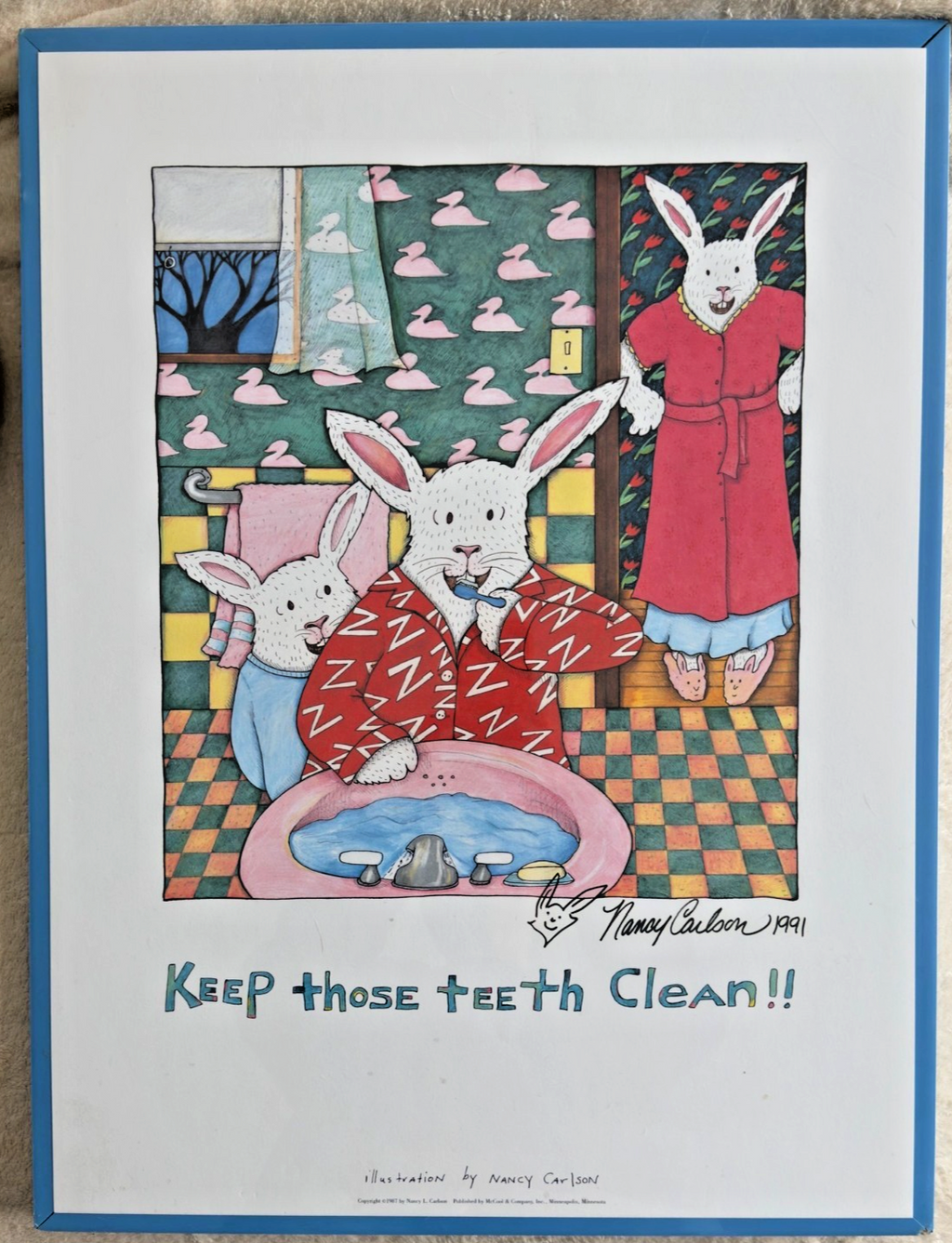NANCY CARLSON- "Keep Those Teeth Clean!!" HAND SIGNED PRINT 1991