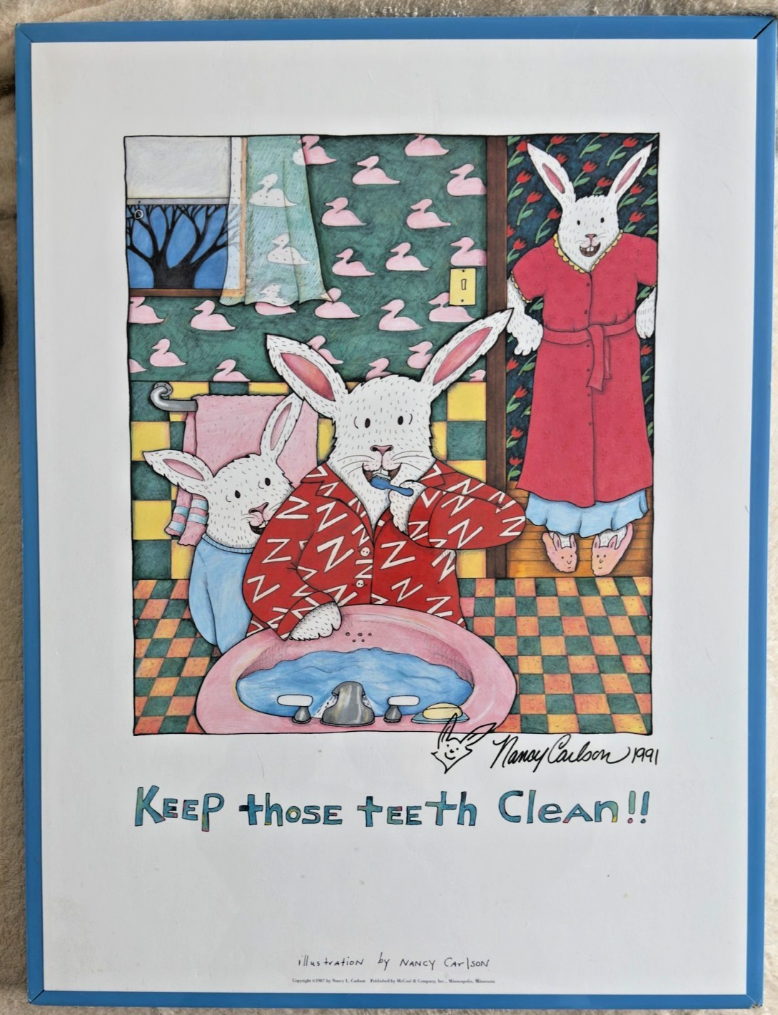 NANCY CARLSON- "Keep Those Teeth Clean!!" HAND SIGNED PRINT 1991