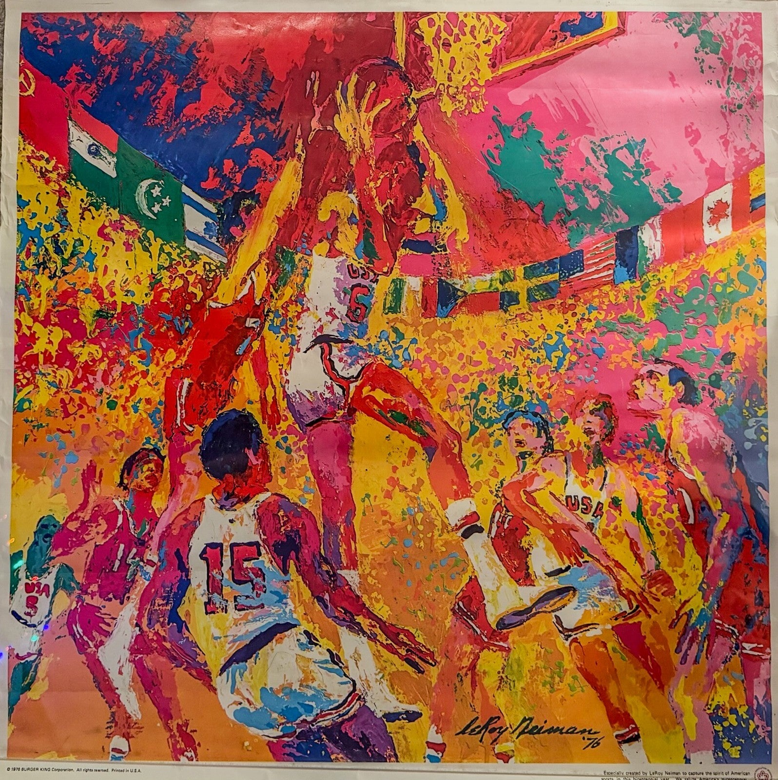 1976 Olympics Montreal - Art By Leroy Neiman USA Basketball Poster