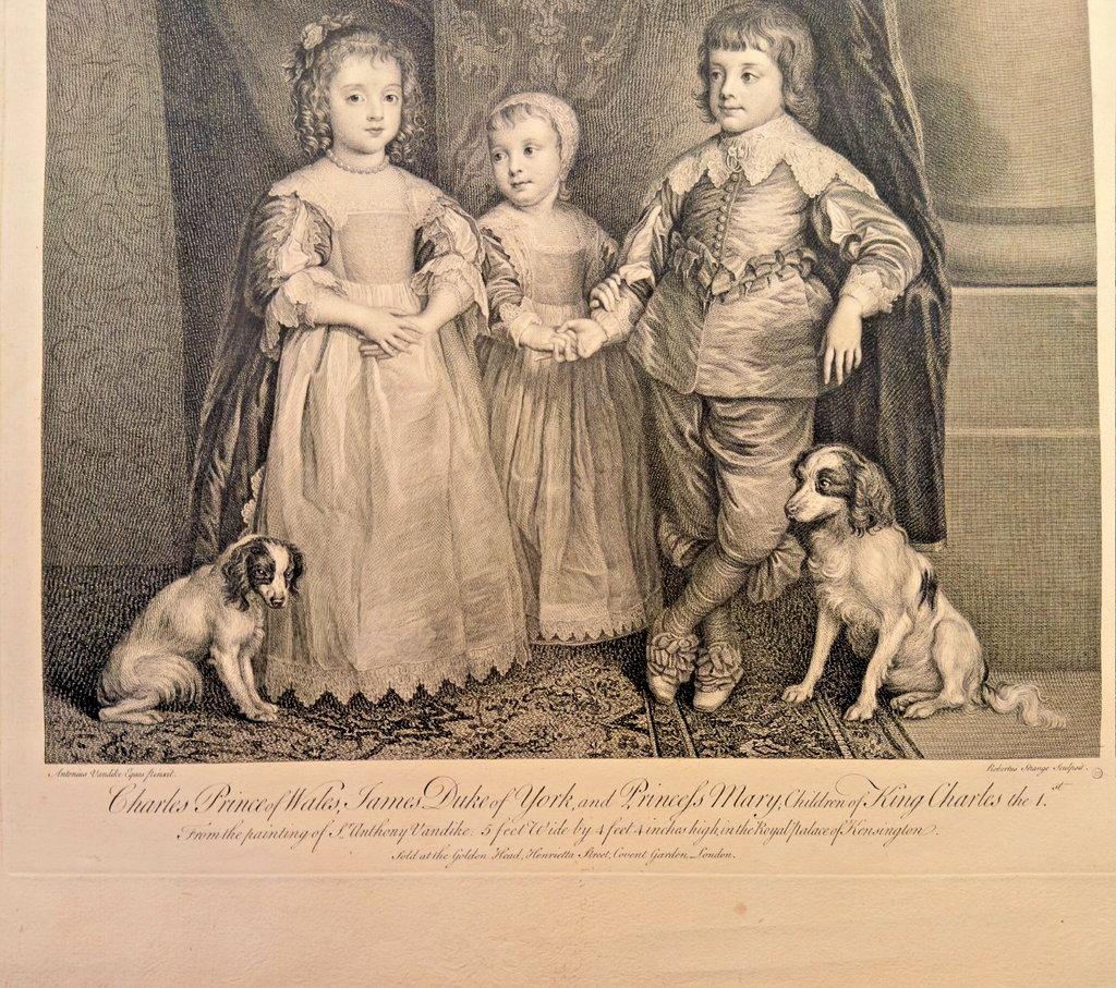 18th C Engraving – Sir Robert Strange after Van Dyck - Children of King Charles