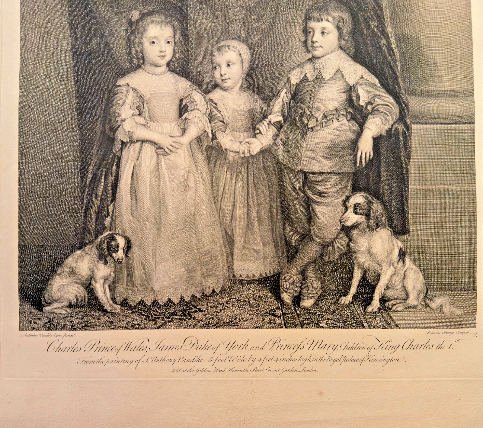 18th C Engraving – Sir Robert Strange after Van Dyck - Children of King Charles