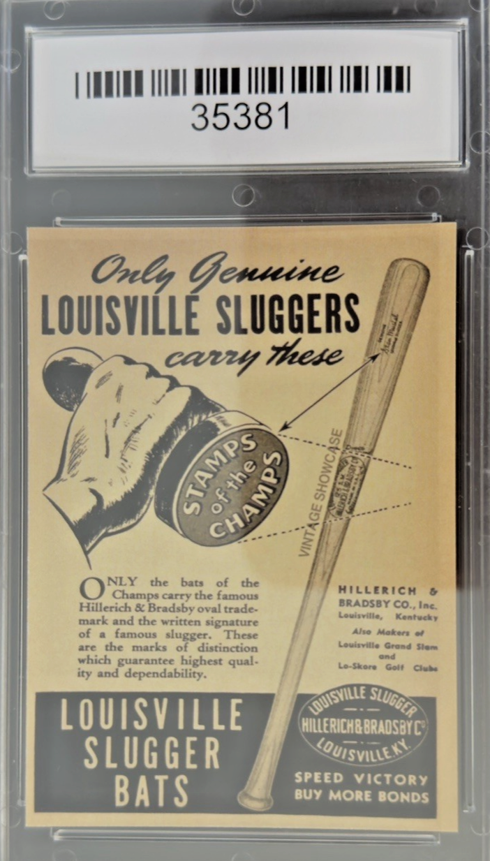 Babe Ruth & Lou Gehrig Louisville Slugger Advertising Card – Gem Mint 10