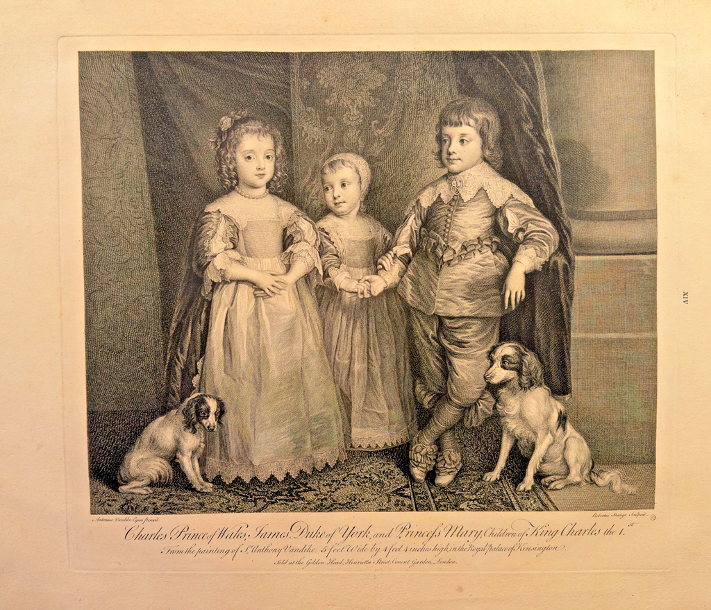 18th C Engraving – Sir Robert Strange after Van Dyck - Children of King Charles
