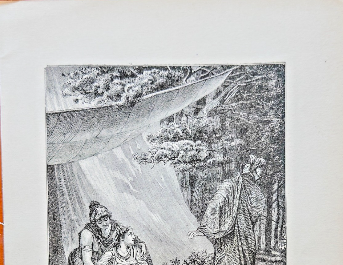 Iphigenia Pleading with Agamemnon – 1894 Antique Engraving Print | Greek Mythology