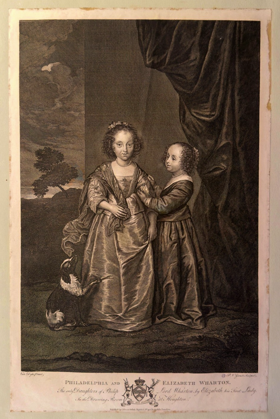 18th Century Van Dyck Engraving: 1788 Philadelphia and Elizabeth Wharton Portrait