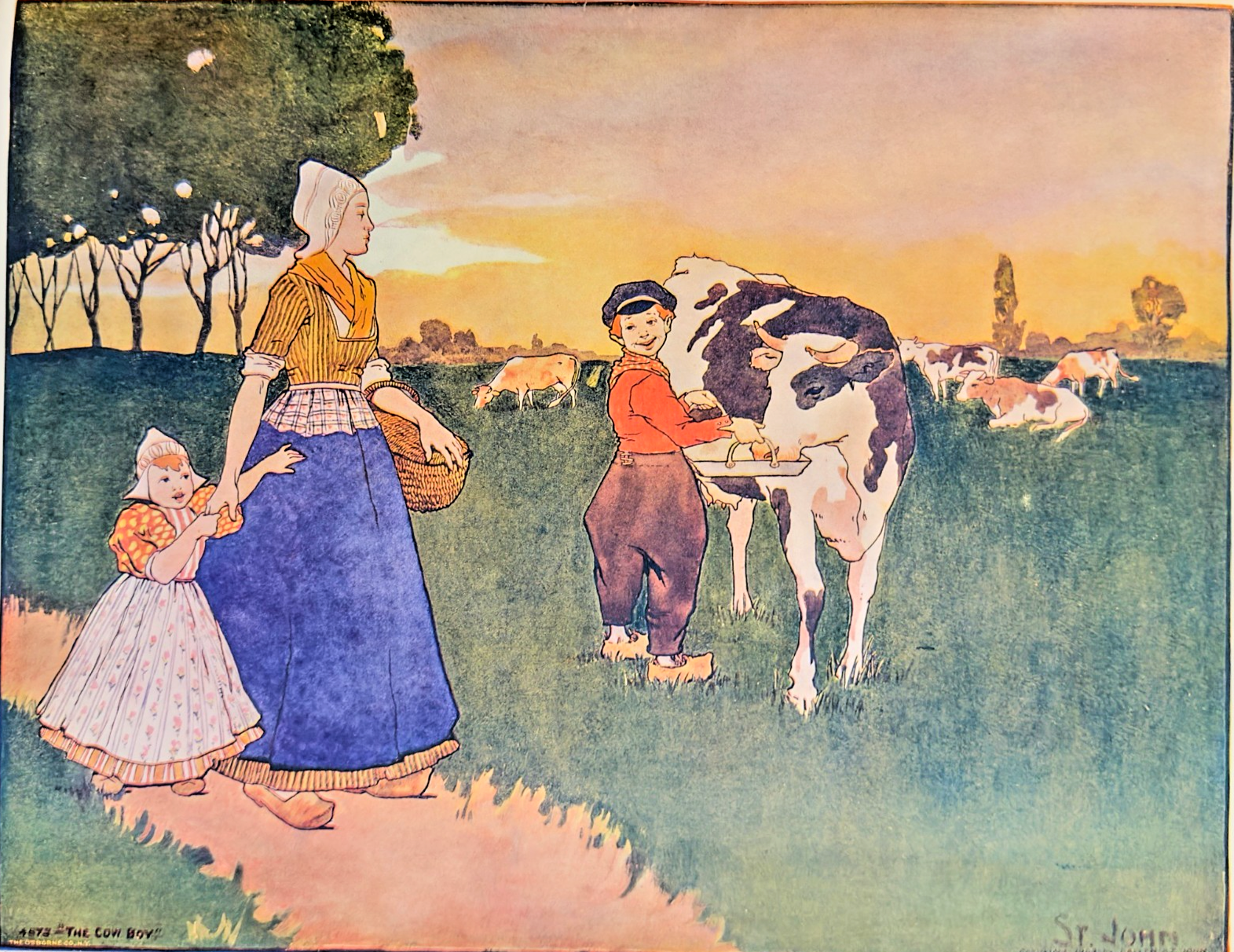 1903 “The Cow Boy” Antique Color Print — Supplement to the Indianapolis Journal