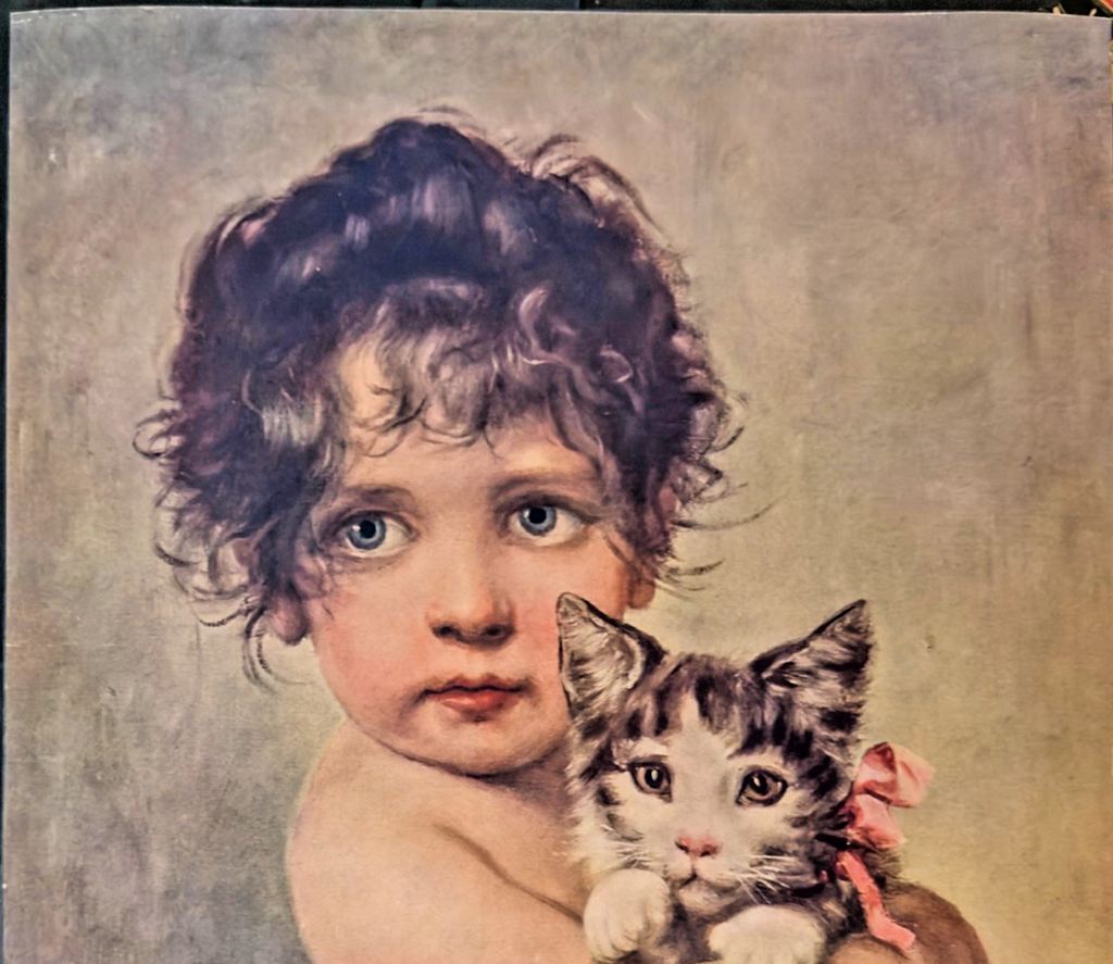 1904 “Child with Kitten” Lithograph – St. Louis Sunday Post Dispatch Supp