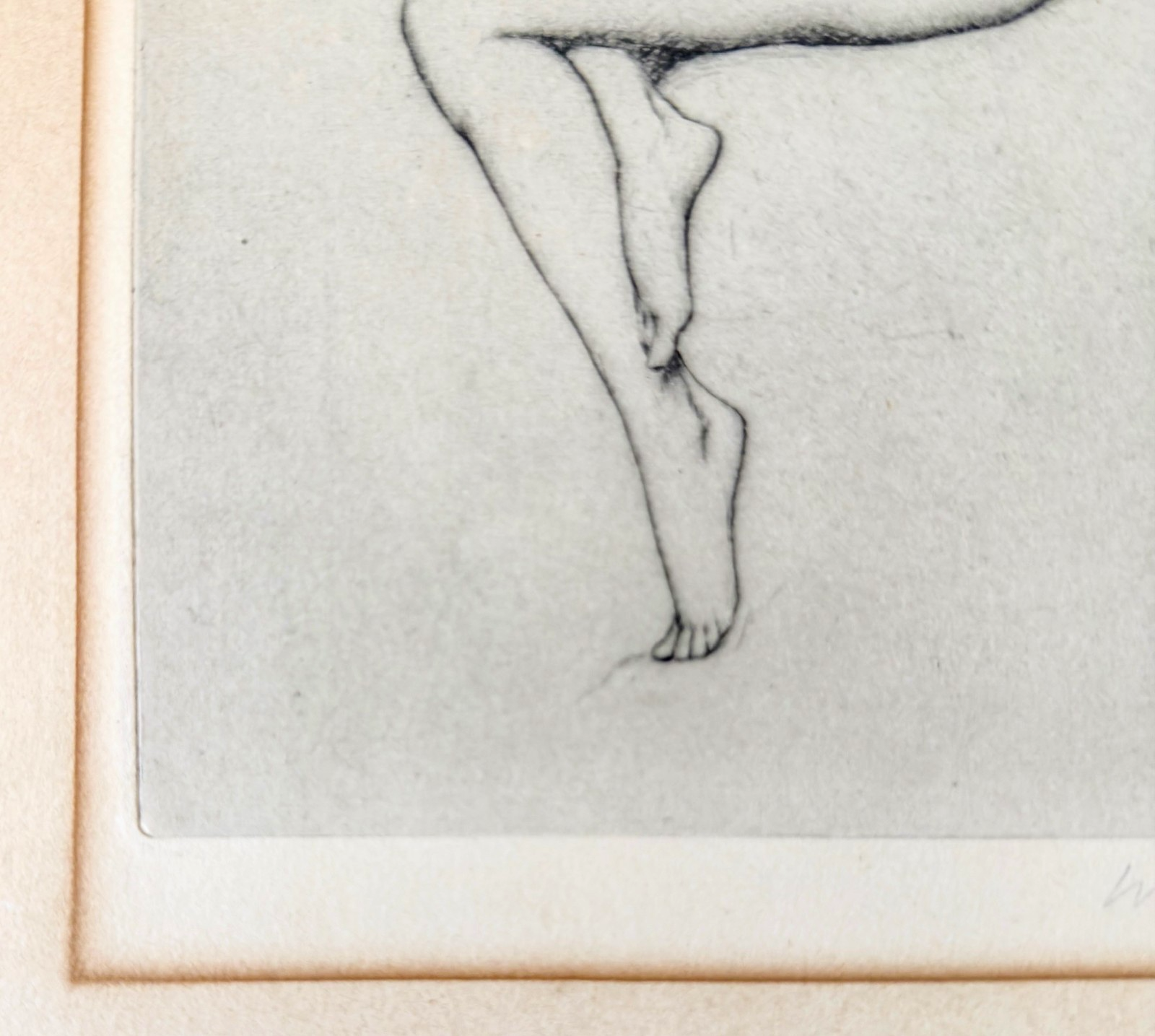 Warren B. Davis “Crescent Lady” / “After the Bath” (Nude) — Original Drypoint