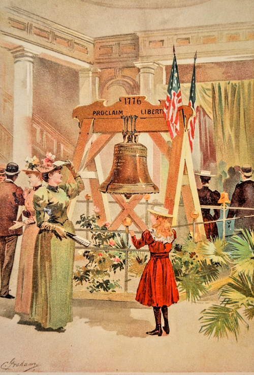 1893 Chicago Tribune Art Supplement: Ye Merrie Bells World's Expo Lithograph