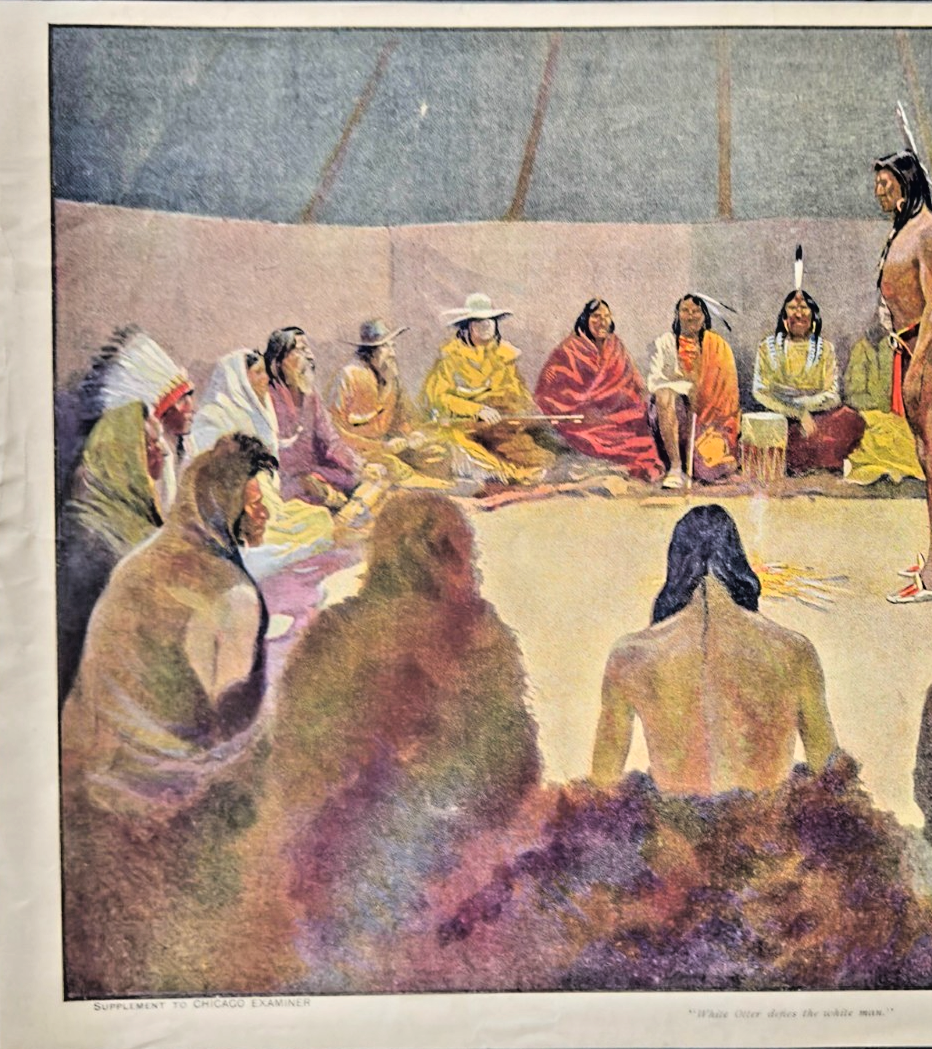 Frederic Remington “White Otter Defies the White Man” – 1900s Chicago Examiner