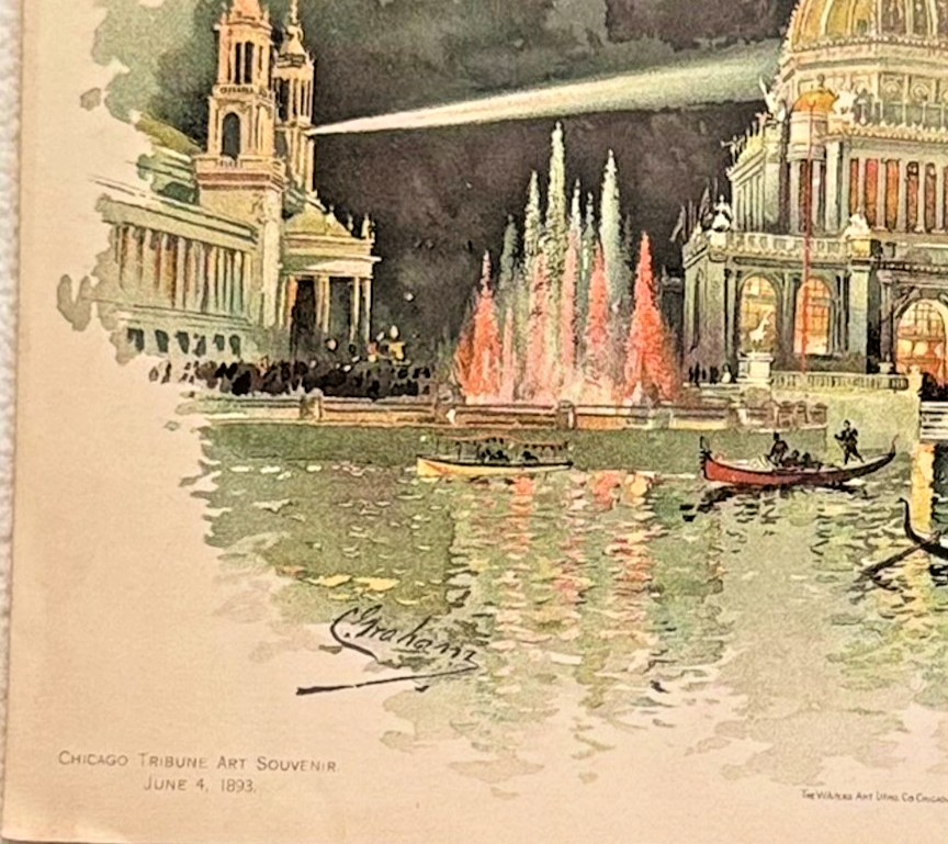 1893 Chicago World’s Fair Art Supplement – 'Electric Fountain' Chicago Tribune