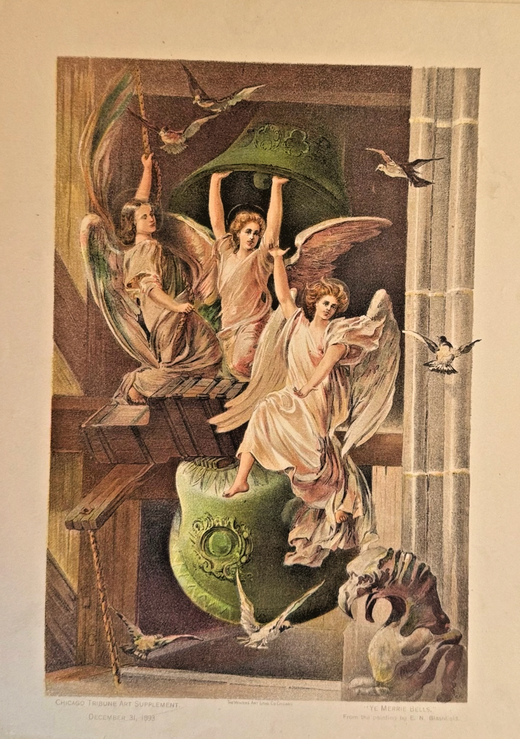 1893 Chicago Tribune Art Supplement Print – “Ye Merrie Bells" World's Expo
