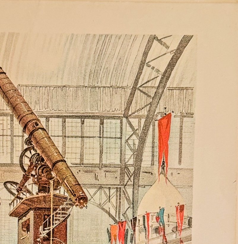 1893 Chicago World's Fair Yerkes Telescope: Chicago Tribune Art Supplement Lithograph