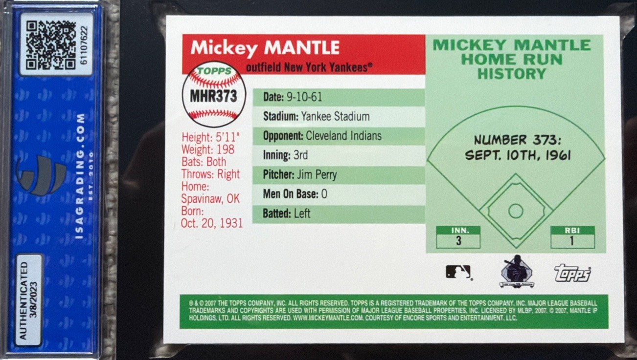 2007 Topps – Mickey Mantle Home Run History (MHR) #373 Player: PSA 10 (Gem Mint)