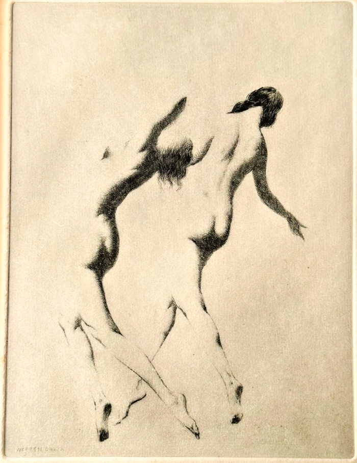 Warren B Davis Dry Point Etching - Signed