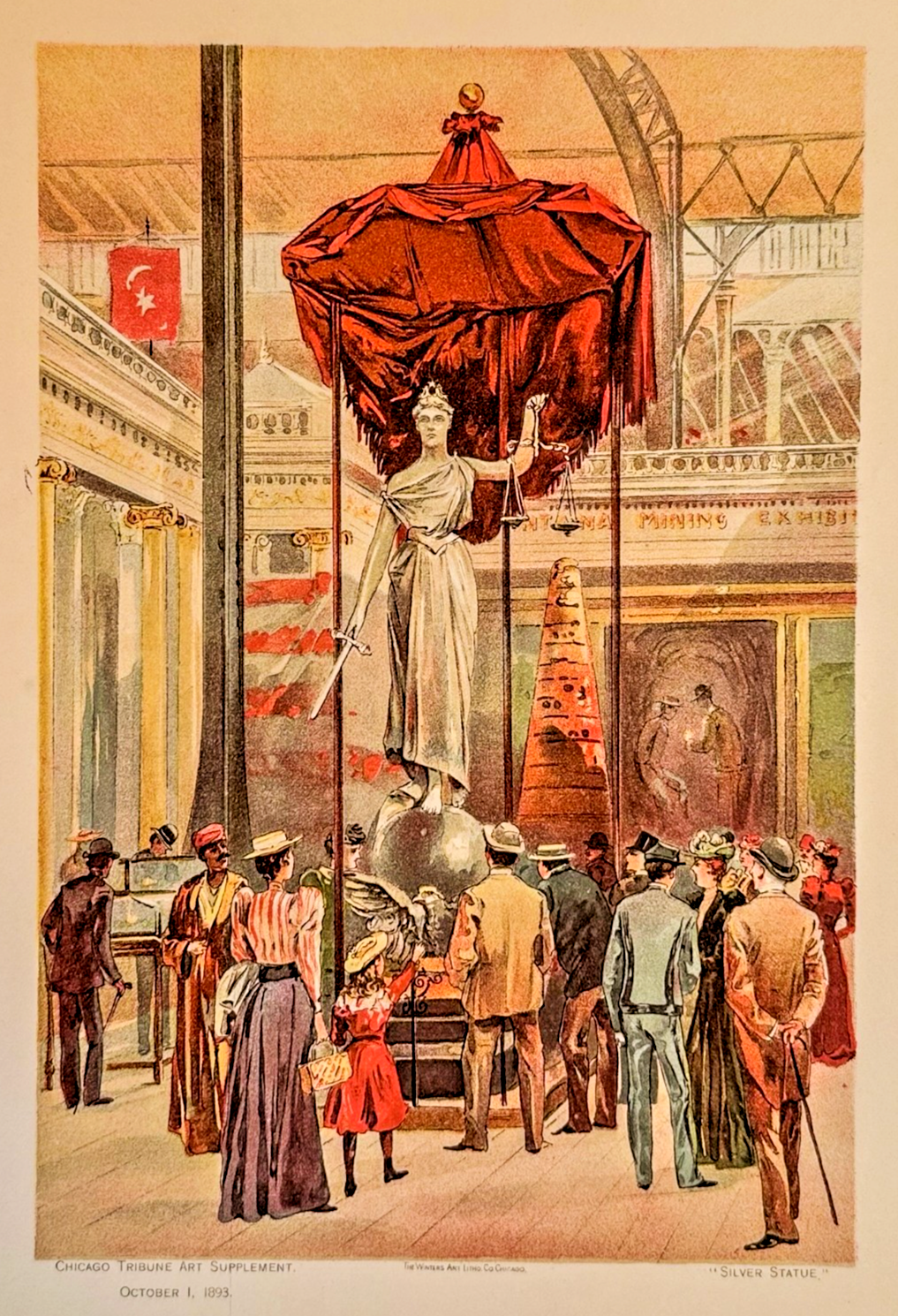 1893 Chicago World’s Fair Art Supplement – 'Silver Statue' Chicago Tribune