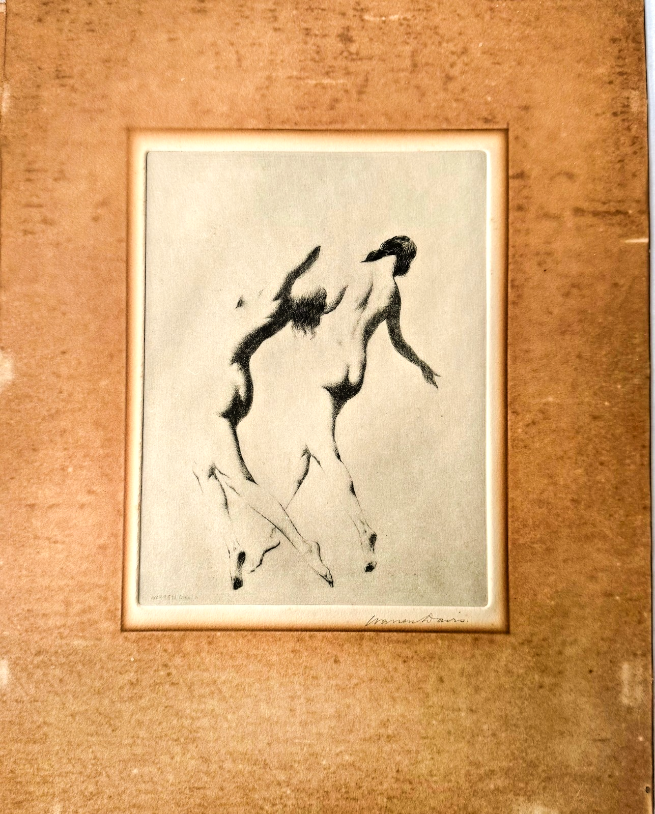 Warren B Davis Dry Point Etching - Signed