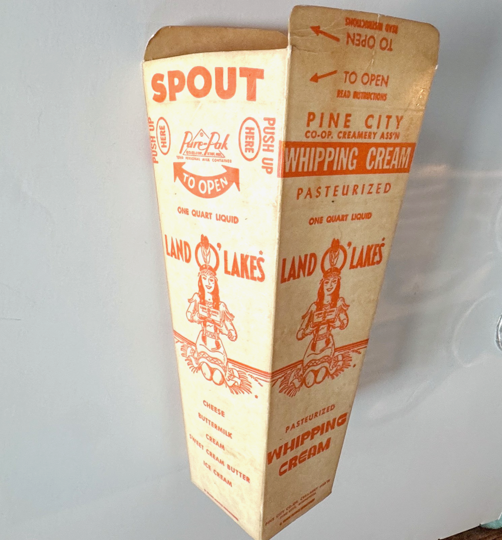 Land O Lakes Whipping Cream Wax Carton - Retired Logo