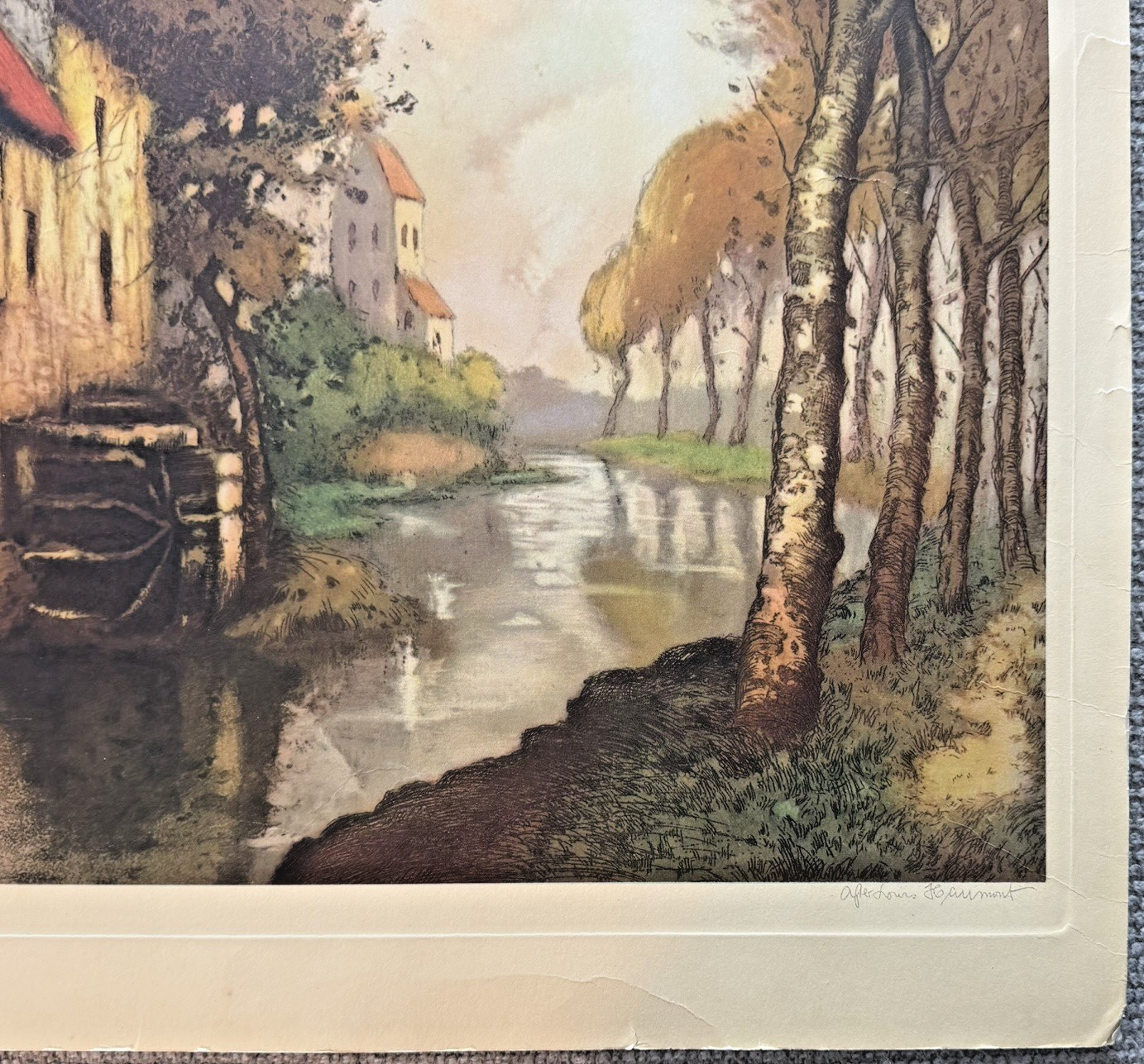 French Etching “Le Moulin” — After the Original by Louis Haumont