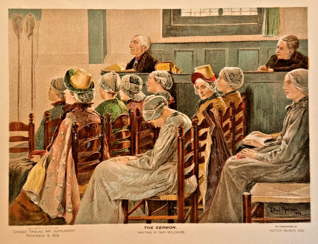 1893 Chicago Tribune ART Supplement - 'The Sermon' Gari Melchers