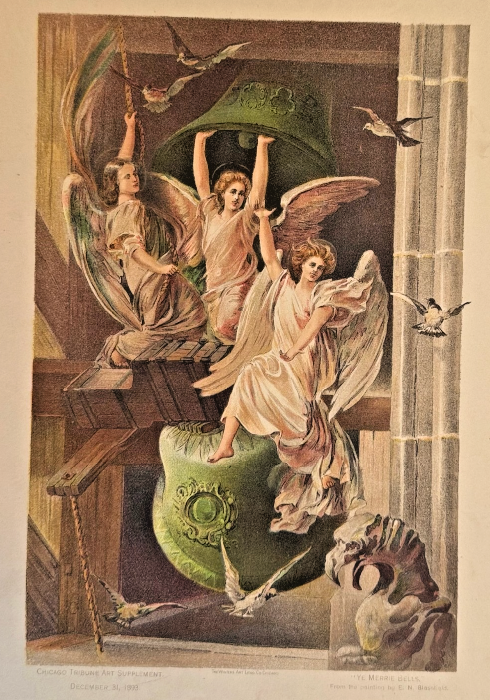1893 Chicago Tribune Art Supplement Print – “Ye Merrie Bells" World's Expo