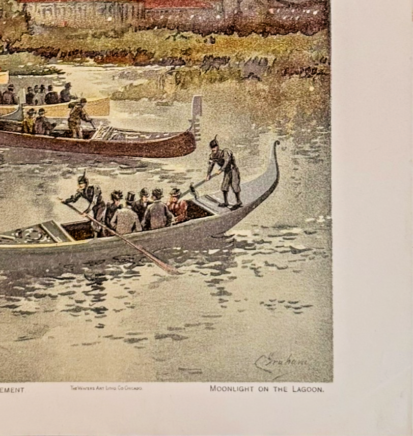 1893 Chicago World's Fair Moonlight on the Lagoon: Chicago Tribune Art Supplement
