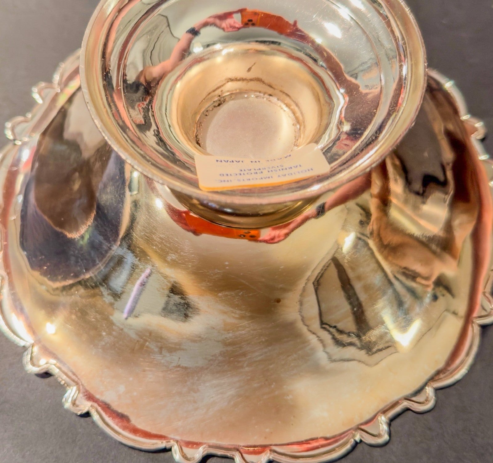 Vintage Japan Japanese Silverplate Floral Bowl