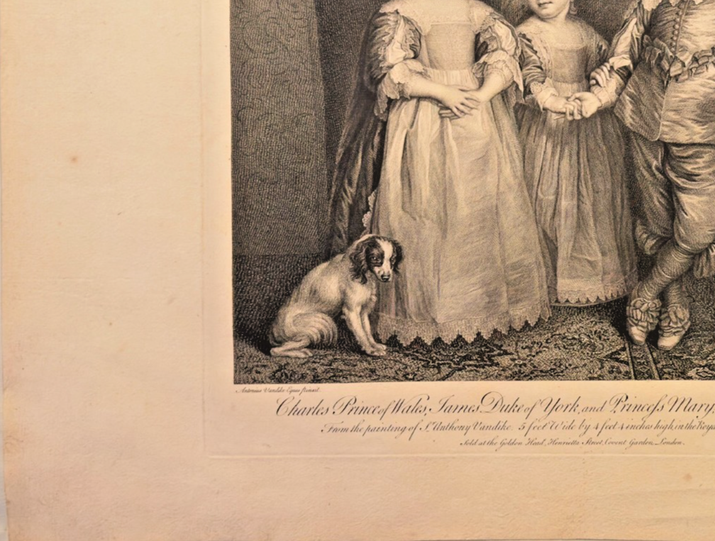 18th C Engraving – Sir Robert Strange after Van Dyck - Children of King Charles