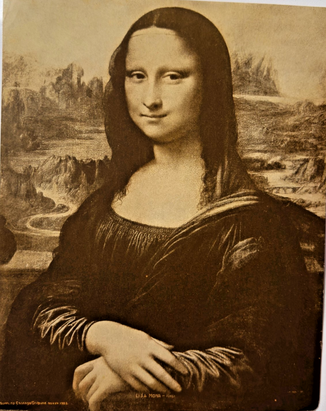 1902 Chicago Tribune Art Supplement – “LISA MONA – Vinci” (Mona Lisa)