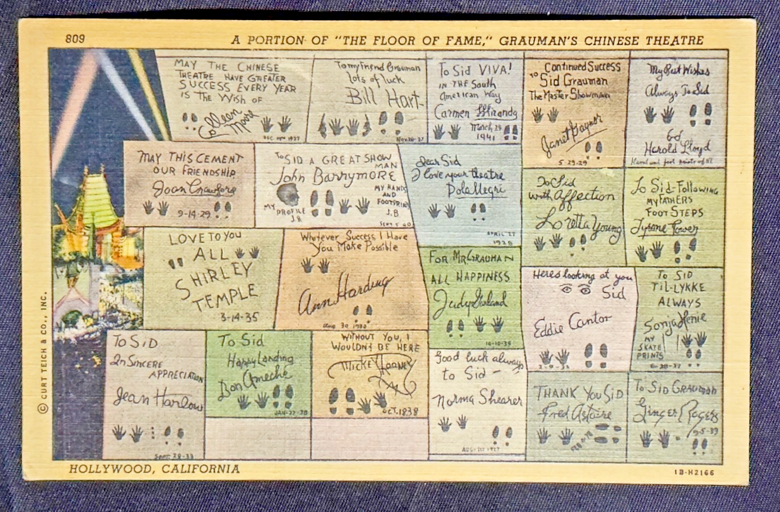 LOT 2 Vintage Postcards- 1940s Grauman's Chinese Theatre