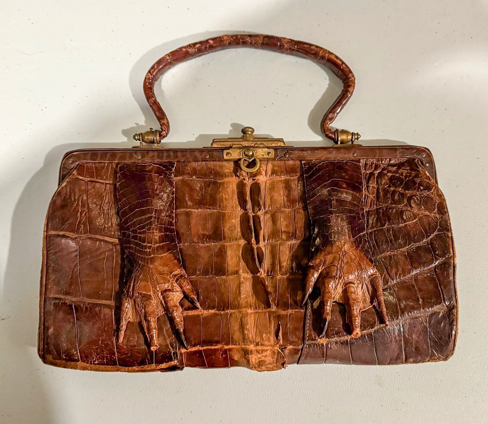 Vintage Crocodile Purse Handbag Exotic Leather 11"x7"