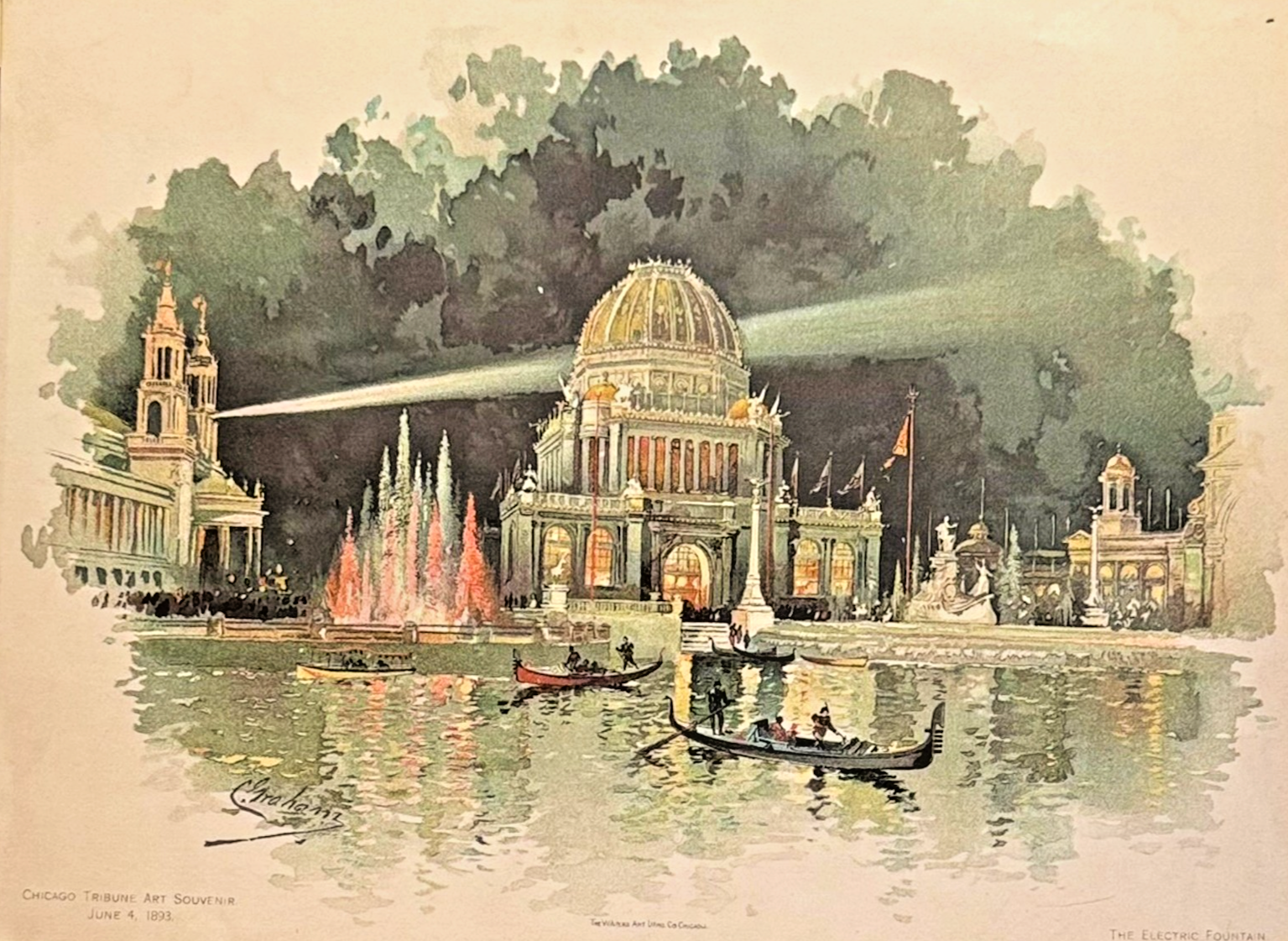 1893 Chicago World’s Fair Art Supplement – 'Electric Fountain' Chicago Tribune