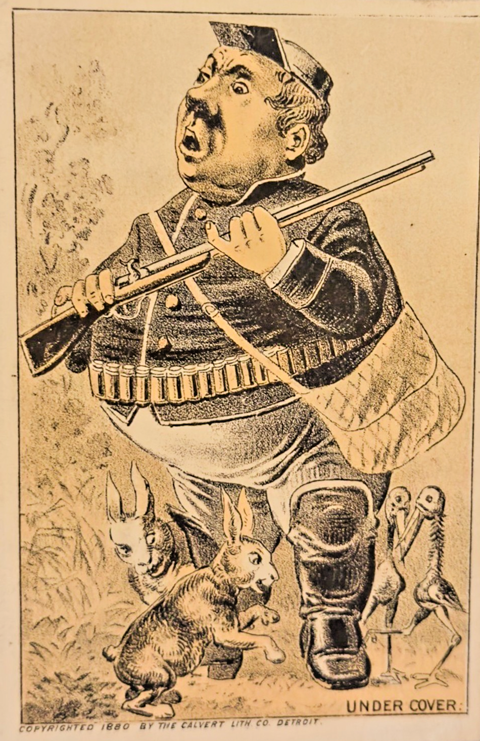 1880 Victorian Trade Card “UNDER COVER” – E.M. Mabley & Co Mammoth Akron, OH ad