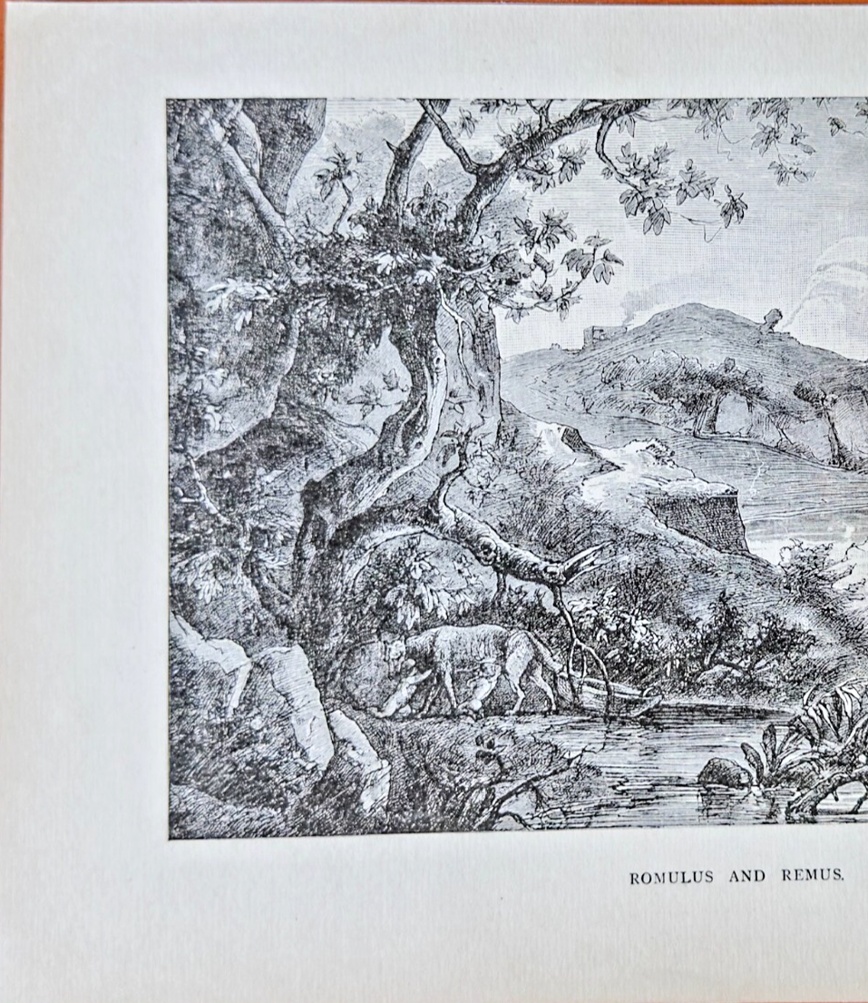 Romulus and Remus – 1894 Antique Engraving Print | Founding of Rome