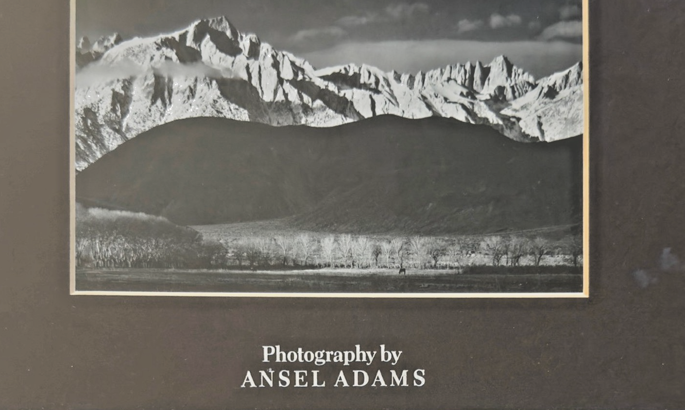 Photography by Ansel Adams’ Matted/Framed Print- Snowy Mountain Range Landscape