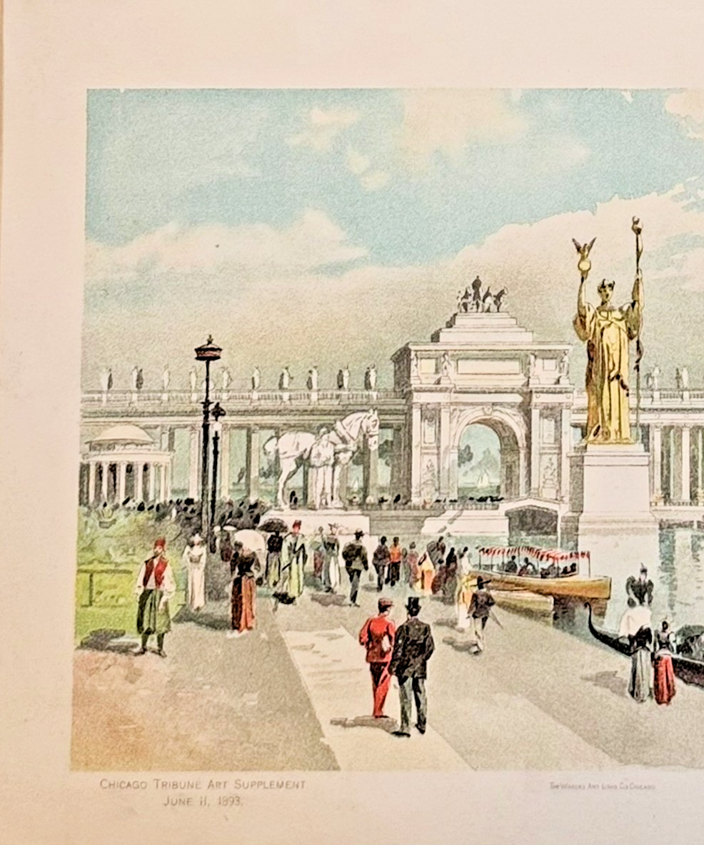 1893 Chicago World's Fair Art Supplement: East in the Grand Court Lithograph 8x10