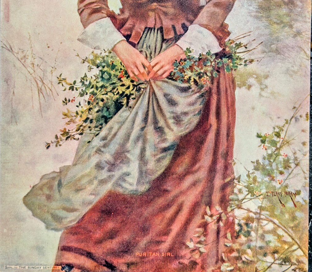 1900s “Puritan Girl” Lithograph – Supplement to The Sunday Sentinel