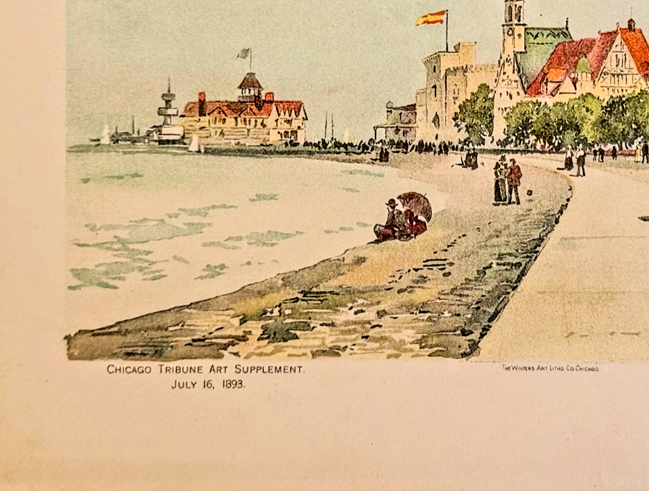 1893 Chicago World's Fair Foreign Buildings: Chicago Tribune Art Supplement Lithograph