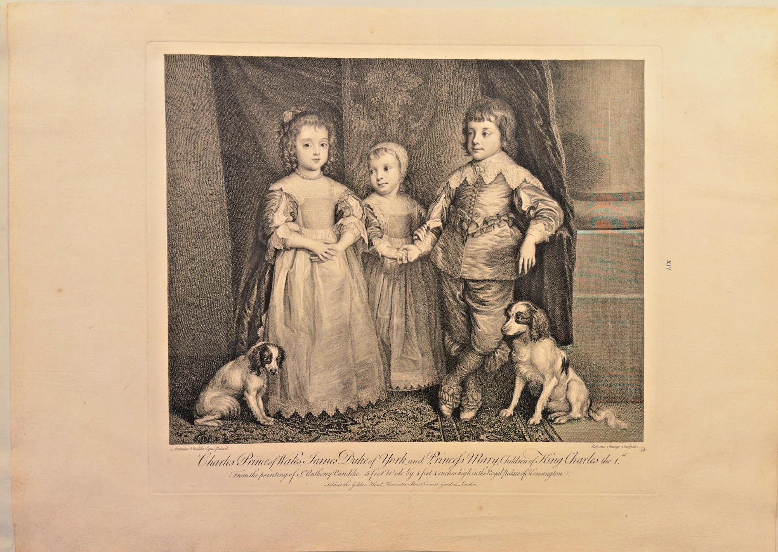 18th C Engraving – Sir Robert Strange after Van Dyck - Children of King Charles