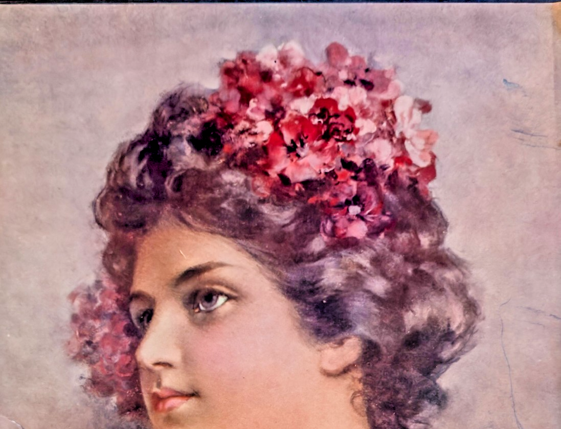 1902 Lithograph – Edwardian Lady with Flowers – Indianapolis Journal Supplement
